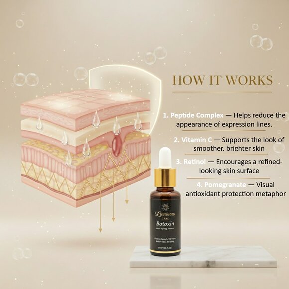 Luminous Care Botoxin Anti-Aging Face Serum | Vitamin C + Peptide Collagen 30ml - Picture 5 of 9